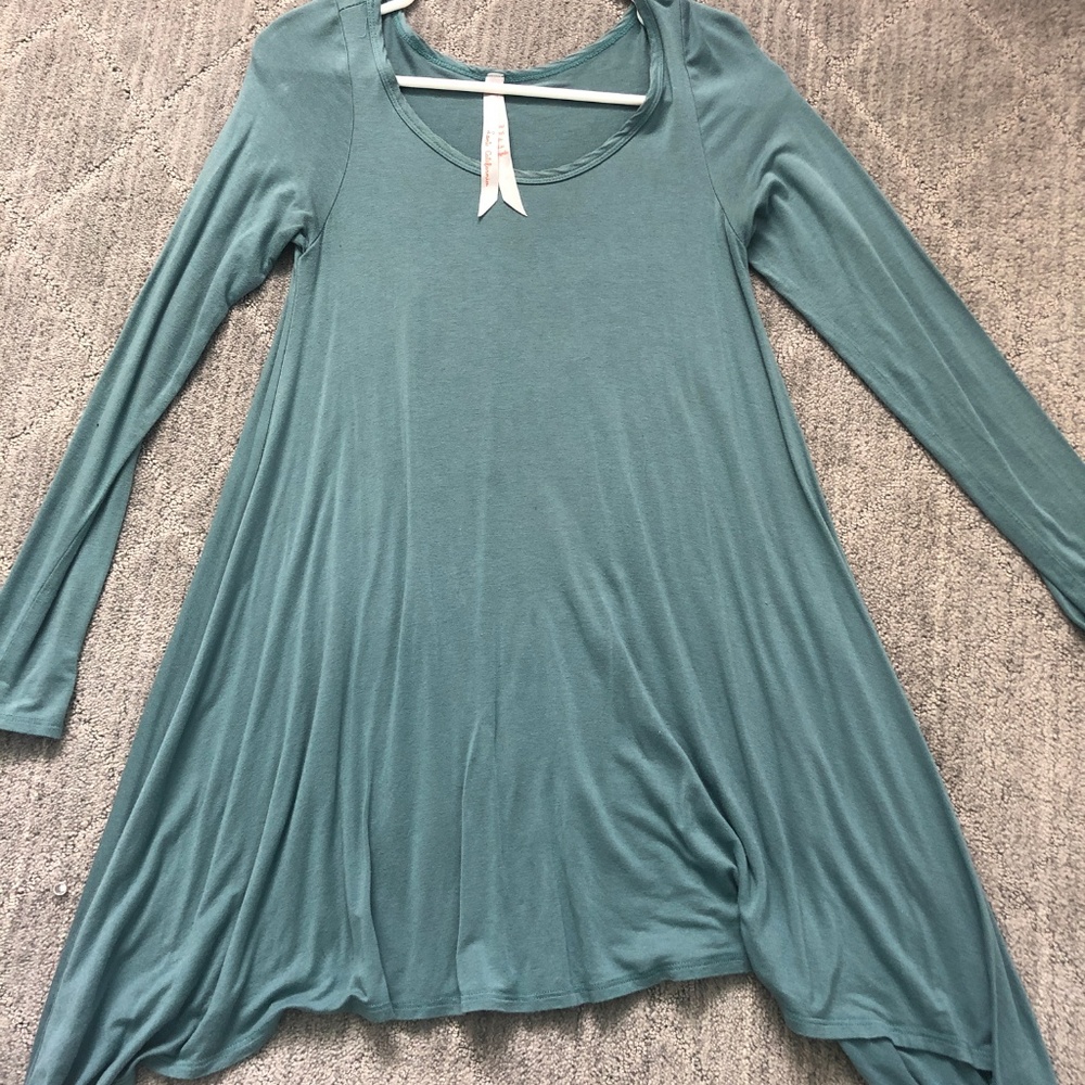 blue/green long sleeve dress
